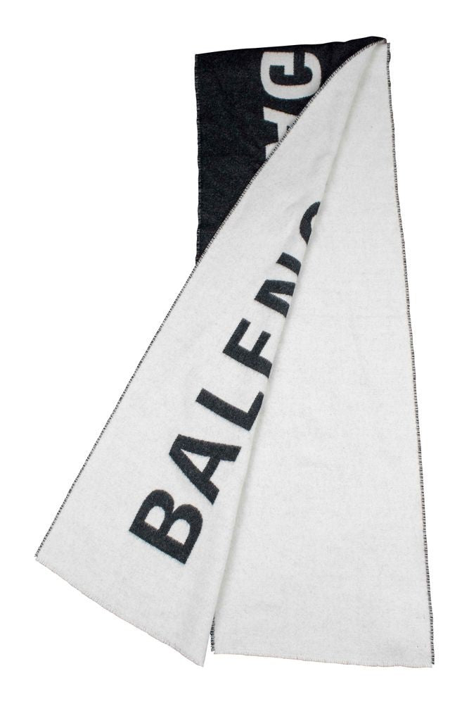 Balenciaga Reversible Two-Tone Macro Scarf With Contrasting Logo