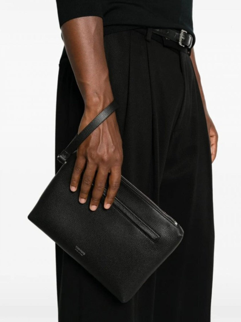 Tom Ford Pebbled Leather Belt Bag With Metallic Zipper Details