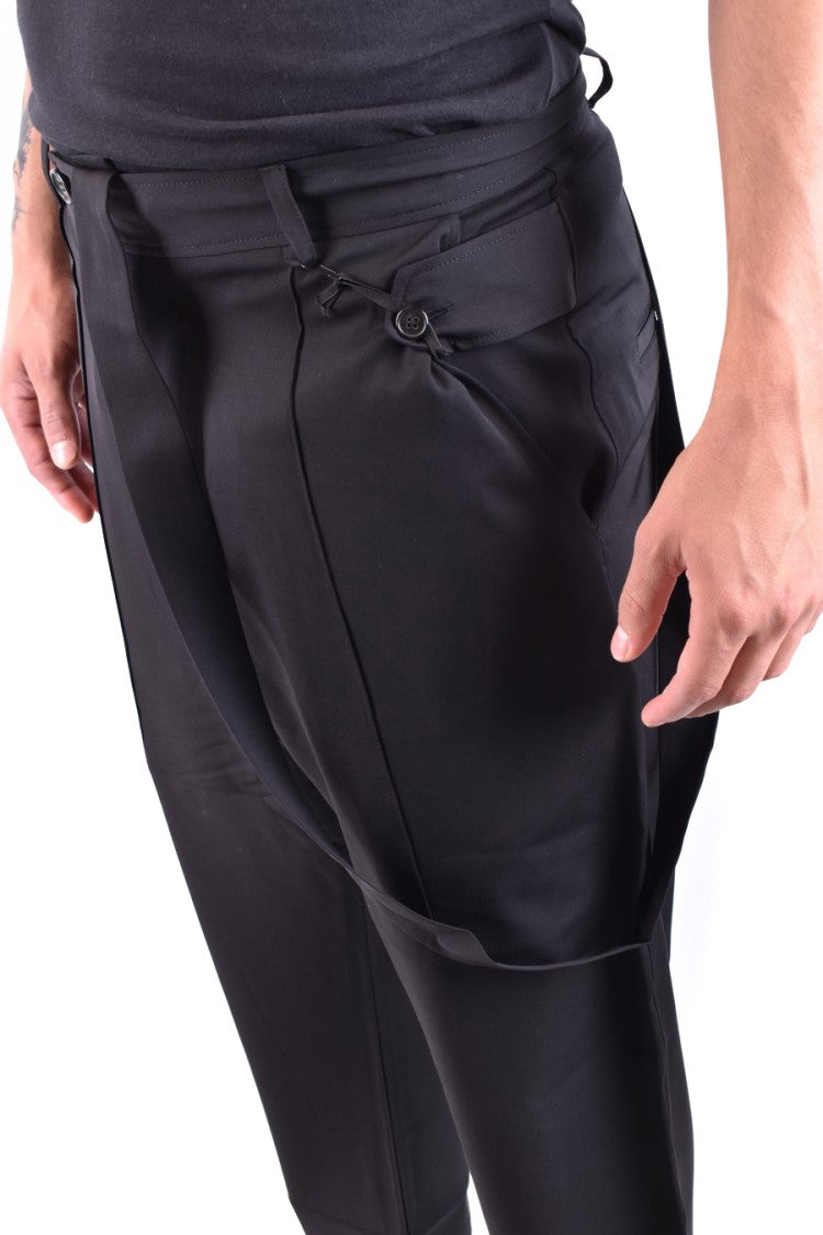 Isabel Benenato Relaxed Wide-Leg Trousers With Unique Strap Detail