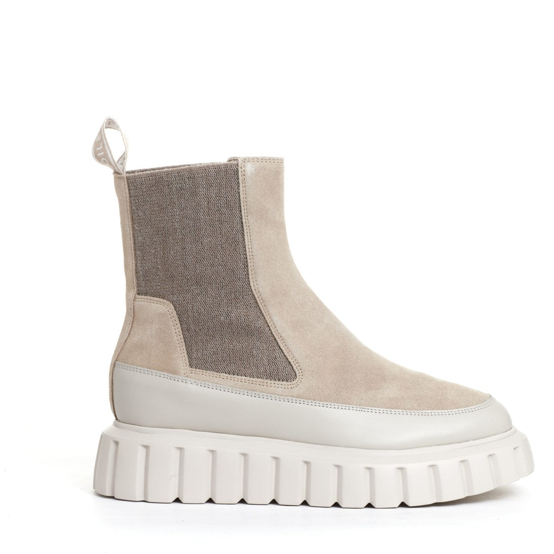 Voile Blanche Beige Leather And Suede Chelsea Boots