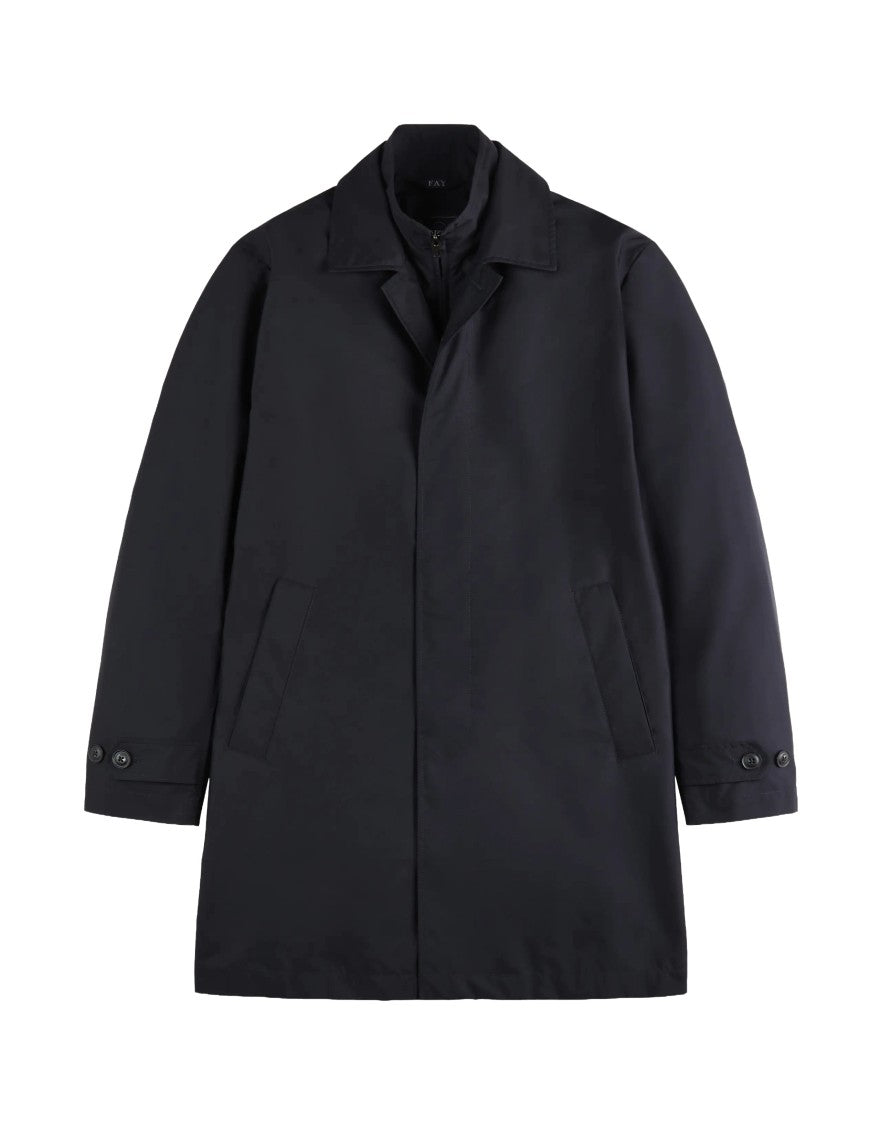 Fay Morning Db Front Trench Coat In Baltic Blue