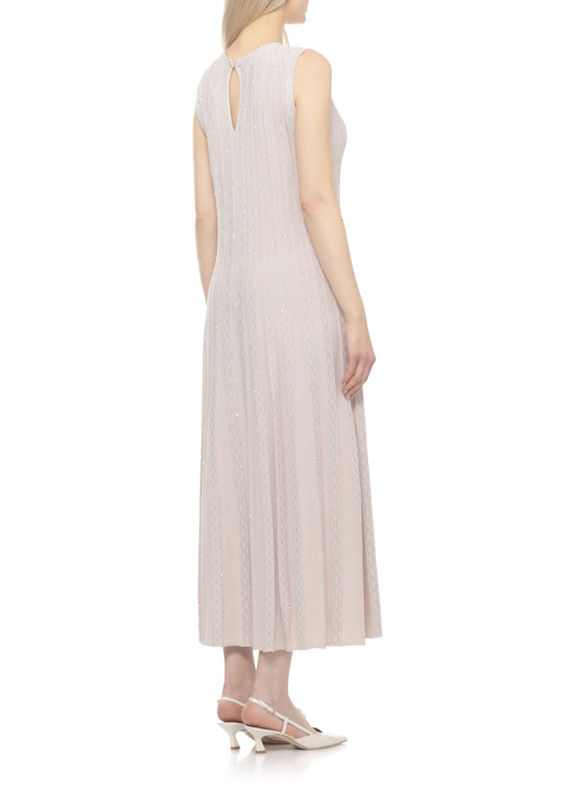 D. Exterior Pink Viscose Dress With All-Over Sequin Details
