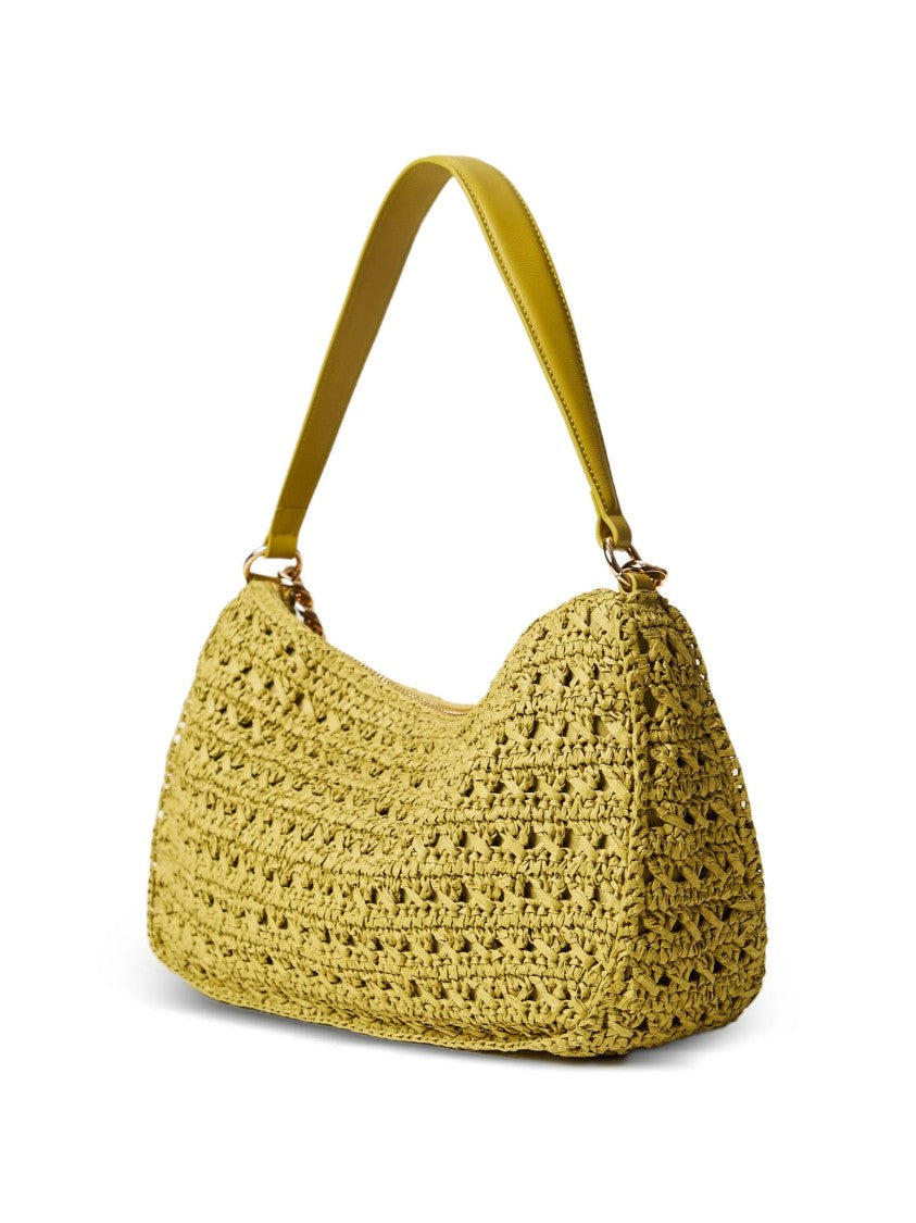 Twin-Set Green Textured Woven Shoulder Bag