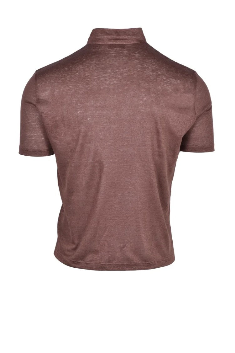 Ambrosio Brown Serafino Linen Polo