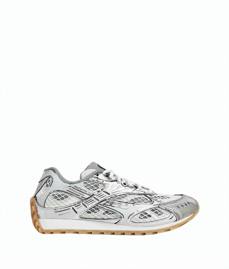 Bottega Veneta Textured Silver Sneakers With Futuristic Design