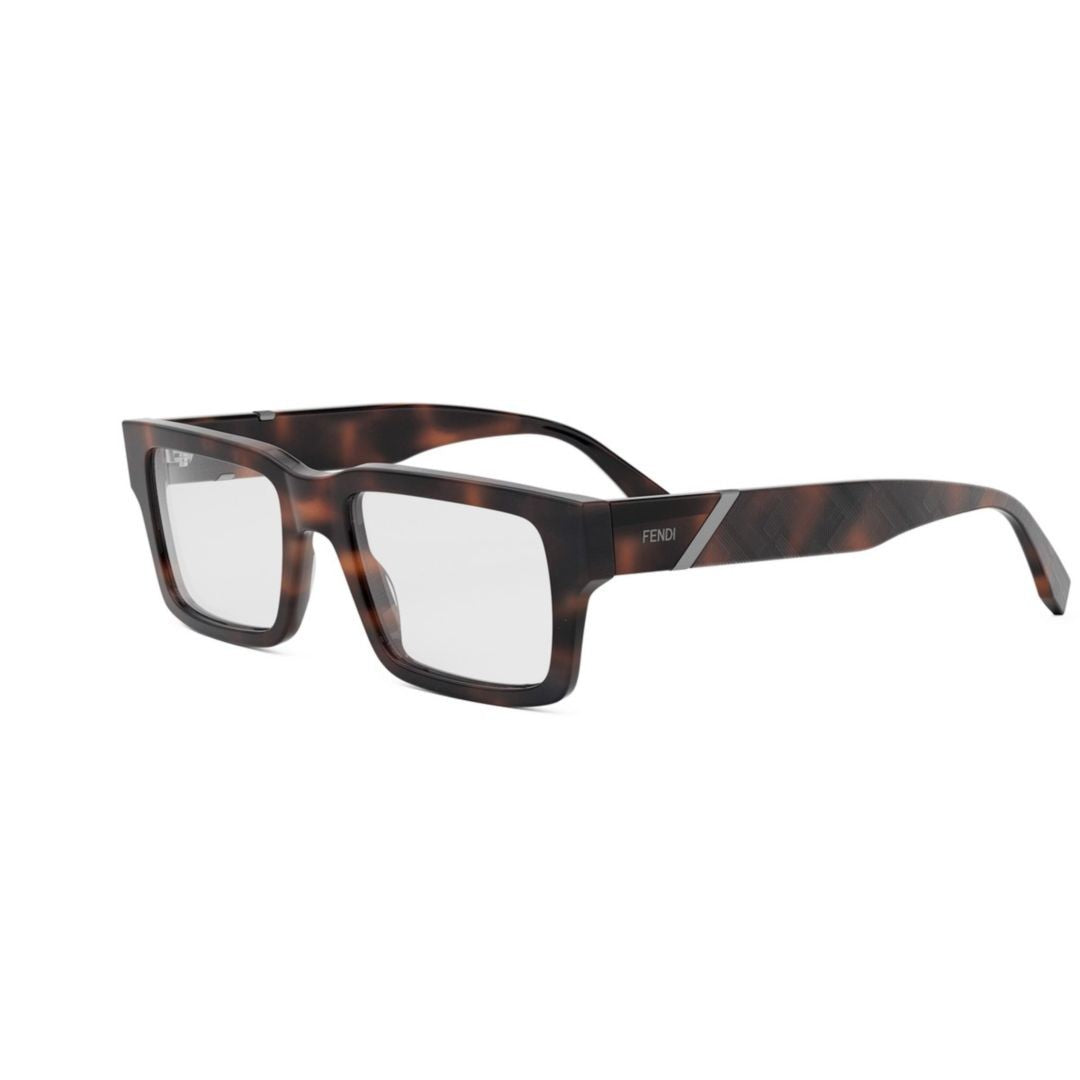Fendi Fe50114i Rectangular Tortoiseshell Frame Eyeglasses