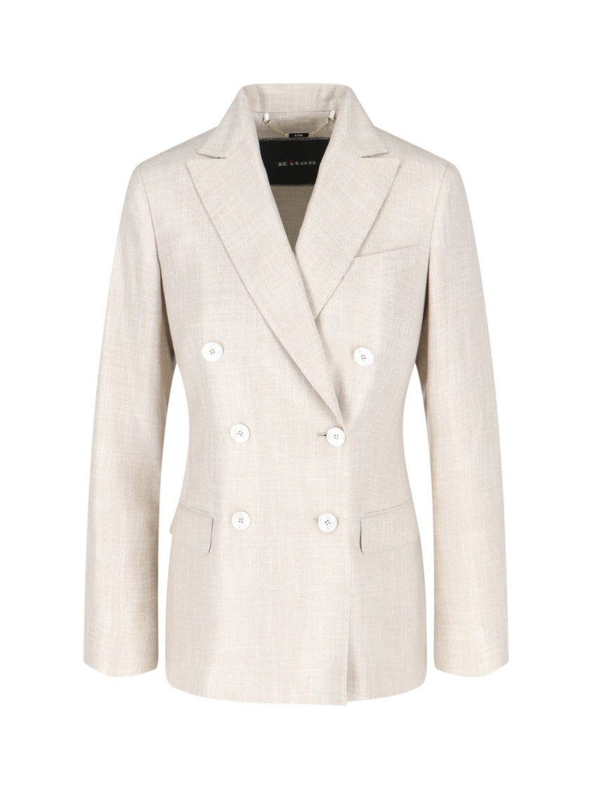 Kiton Double-Breasted Blazer - Beige