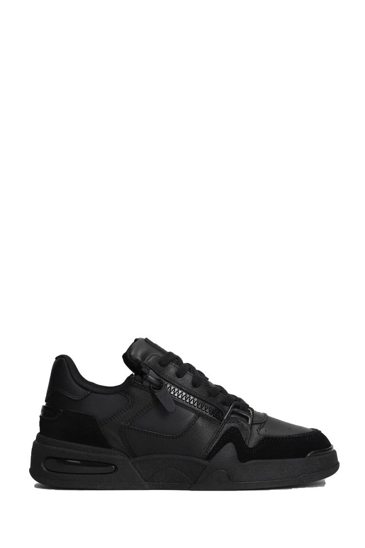 Giuseppe Zanotti Black Side Zip Chunky Sole Leather Low-Top Sneakers