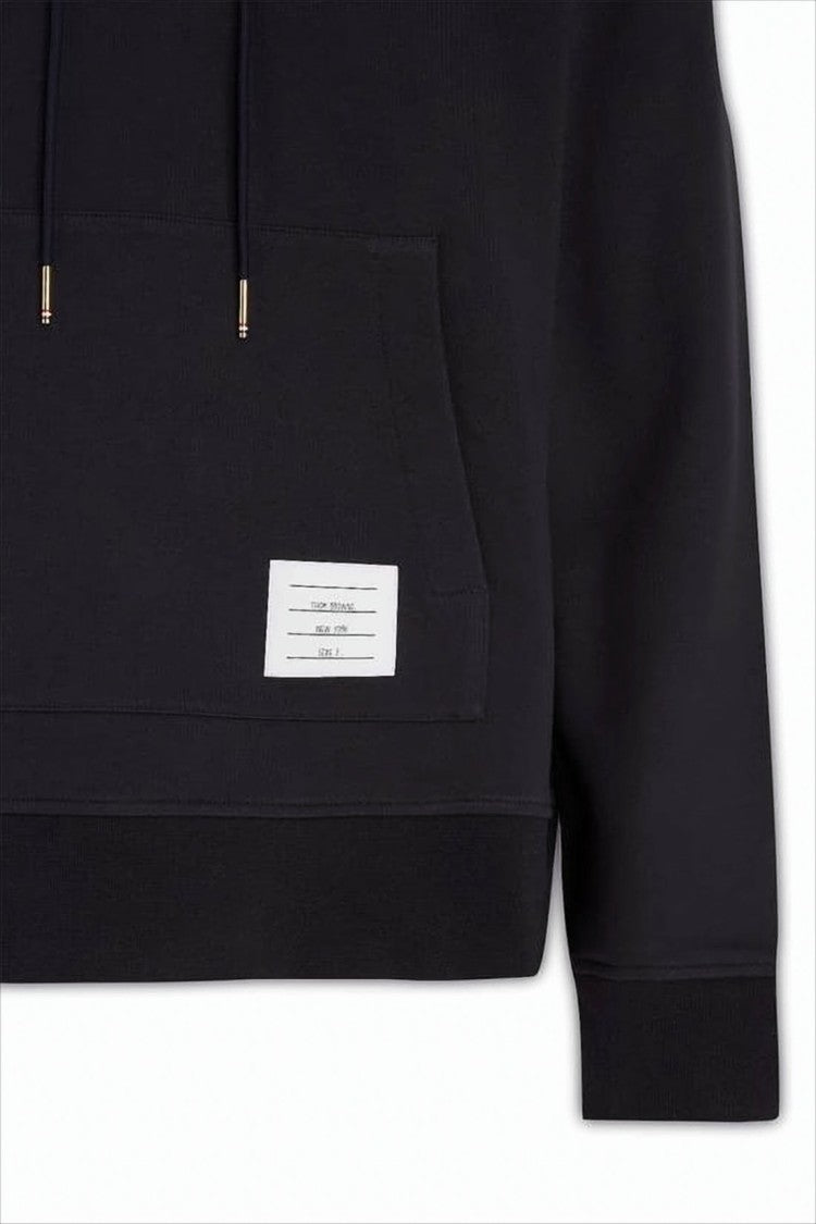 Thom Browne Floral Embroidered Black Hoodie With Drawstring And Kangaroo Pocket