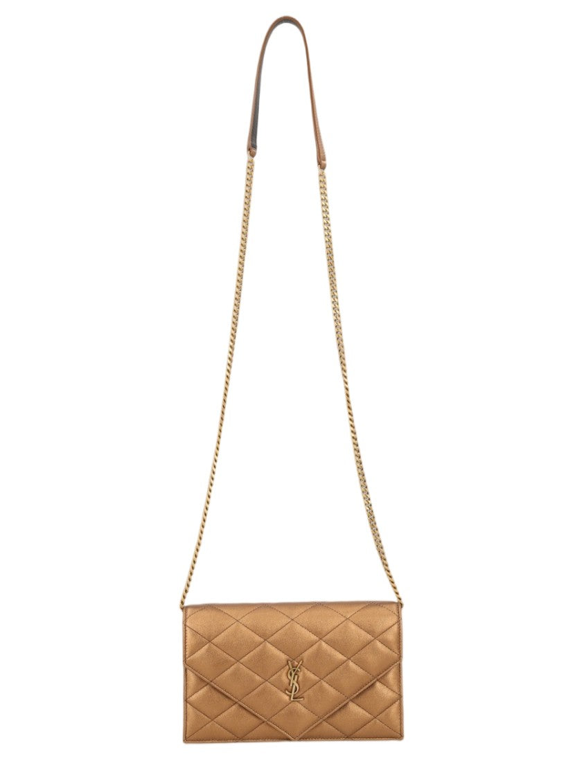 Saint Laurent Brown Quilted Calfskin Chain Shoulder Bag