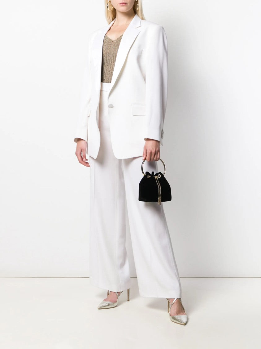 Jimmy Choo Black Velvet Bucket Bag With Gold-Tone Accents