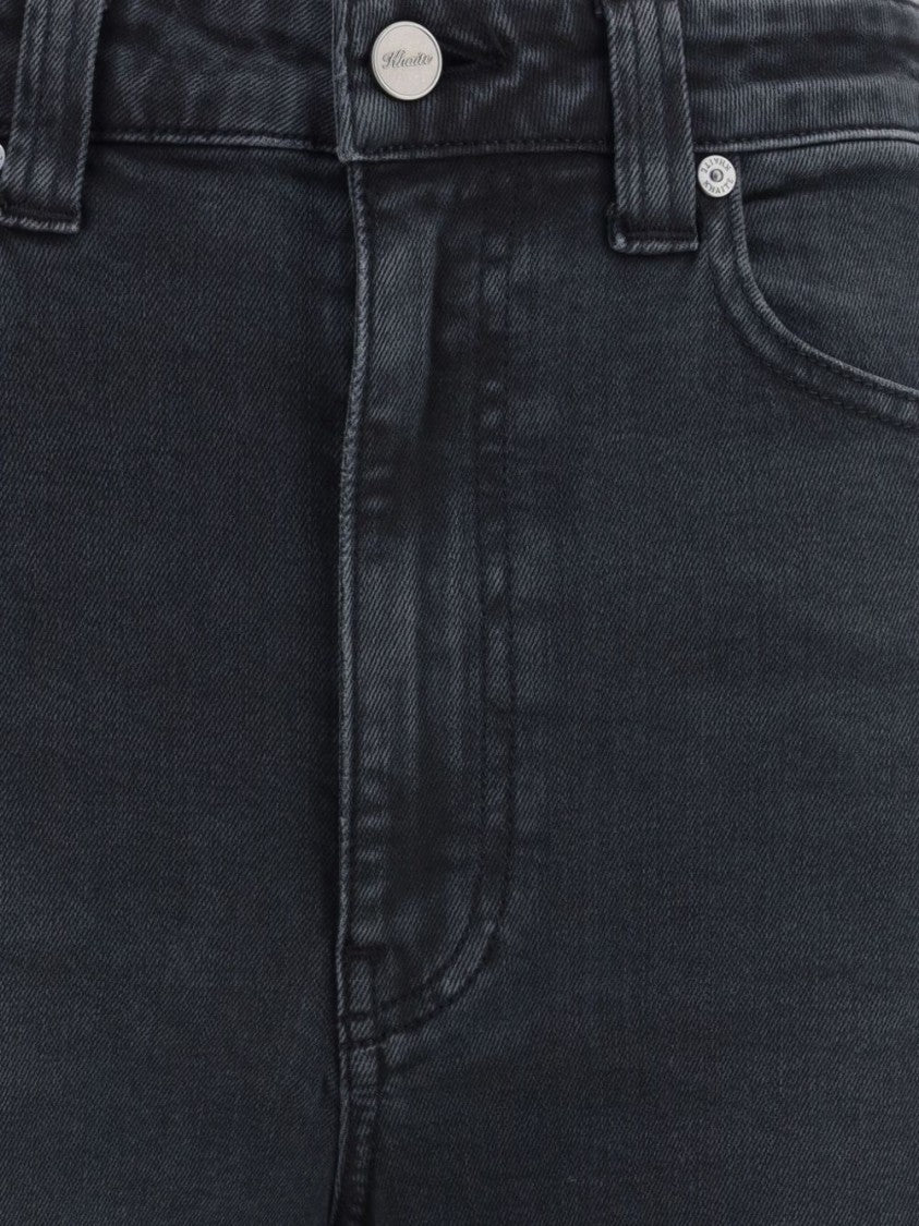 Khaite High-Waisted Wide-Leg Jeans In Washed Black Denim