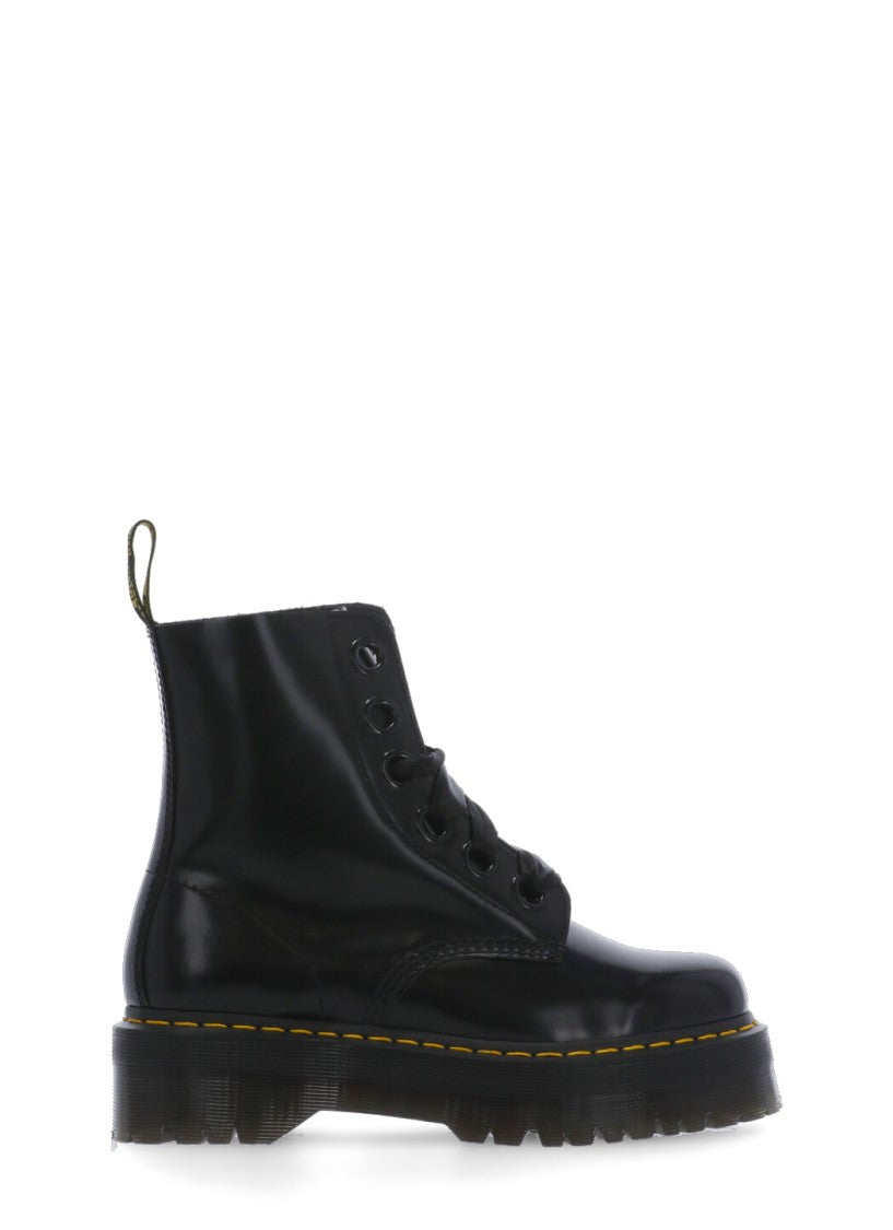 Dr. Martens Round Toe Lace-Up Molly Boots With Platform Sole
