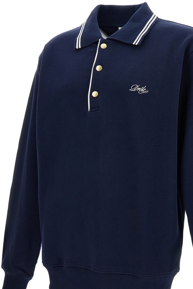 Drôle De Monsieur Navy Blue Long-Sleeved Polo Shirt