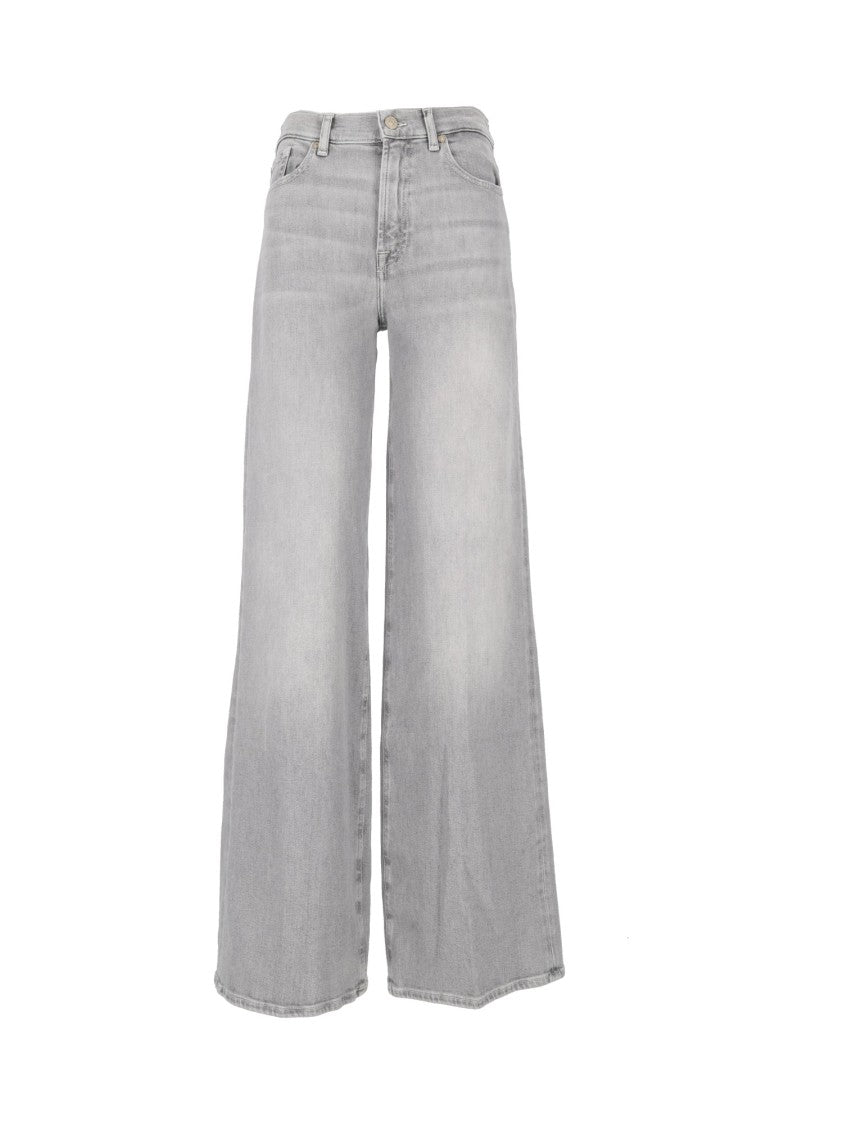 7 For All Mankind Silver Wash Lotta Wide-Leg Jeans