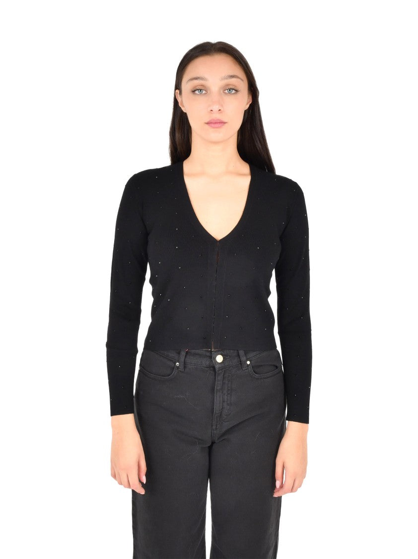 Pennyblack Fitted Black Cardigan With Rhinestone Embellishments