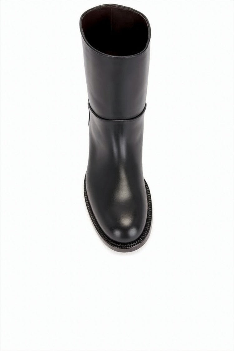 The Row Minimalist Black Calf Leather Ankle Boots