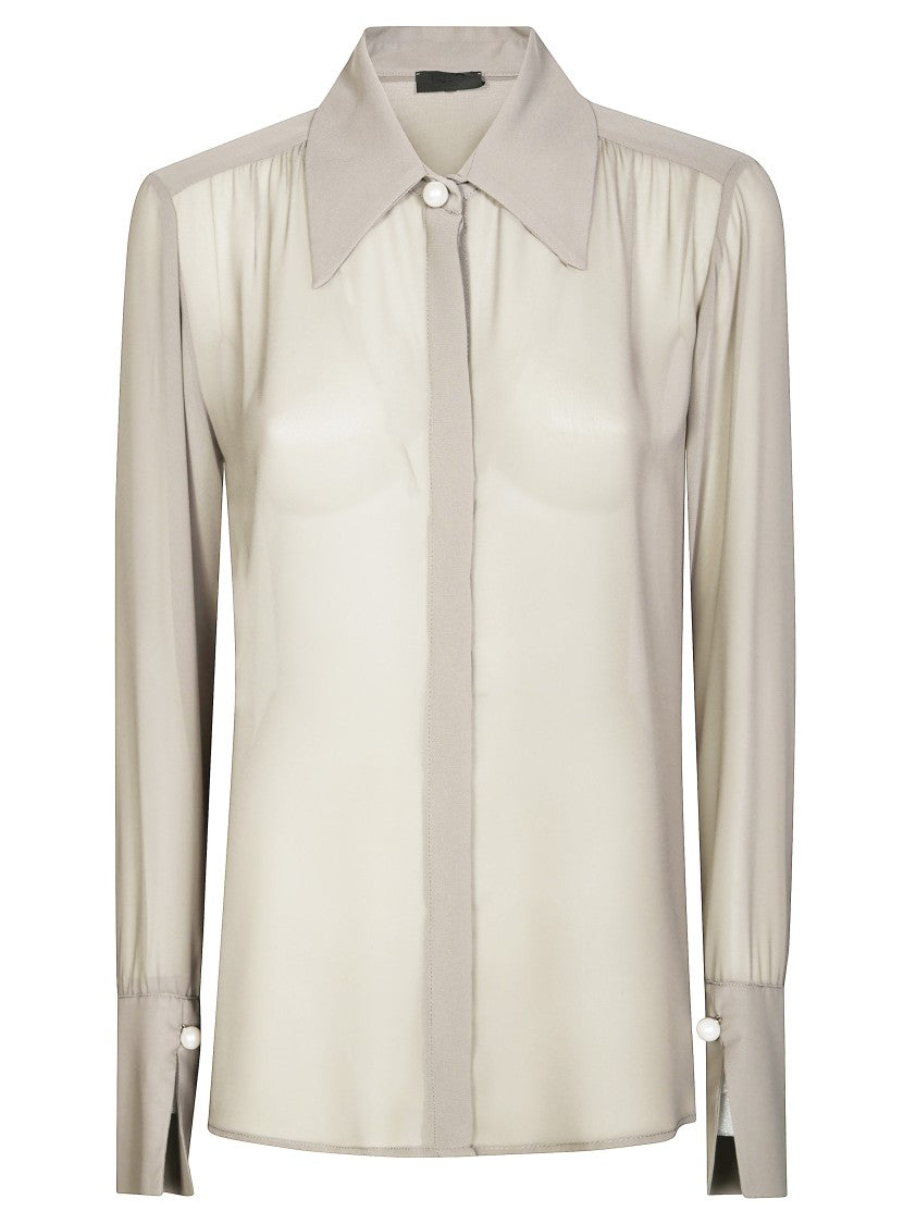 Liu Jo Sheer Lightweight Blouse With Classic Collar