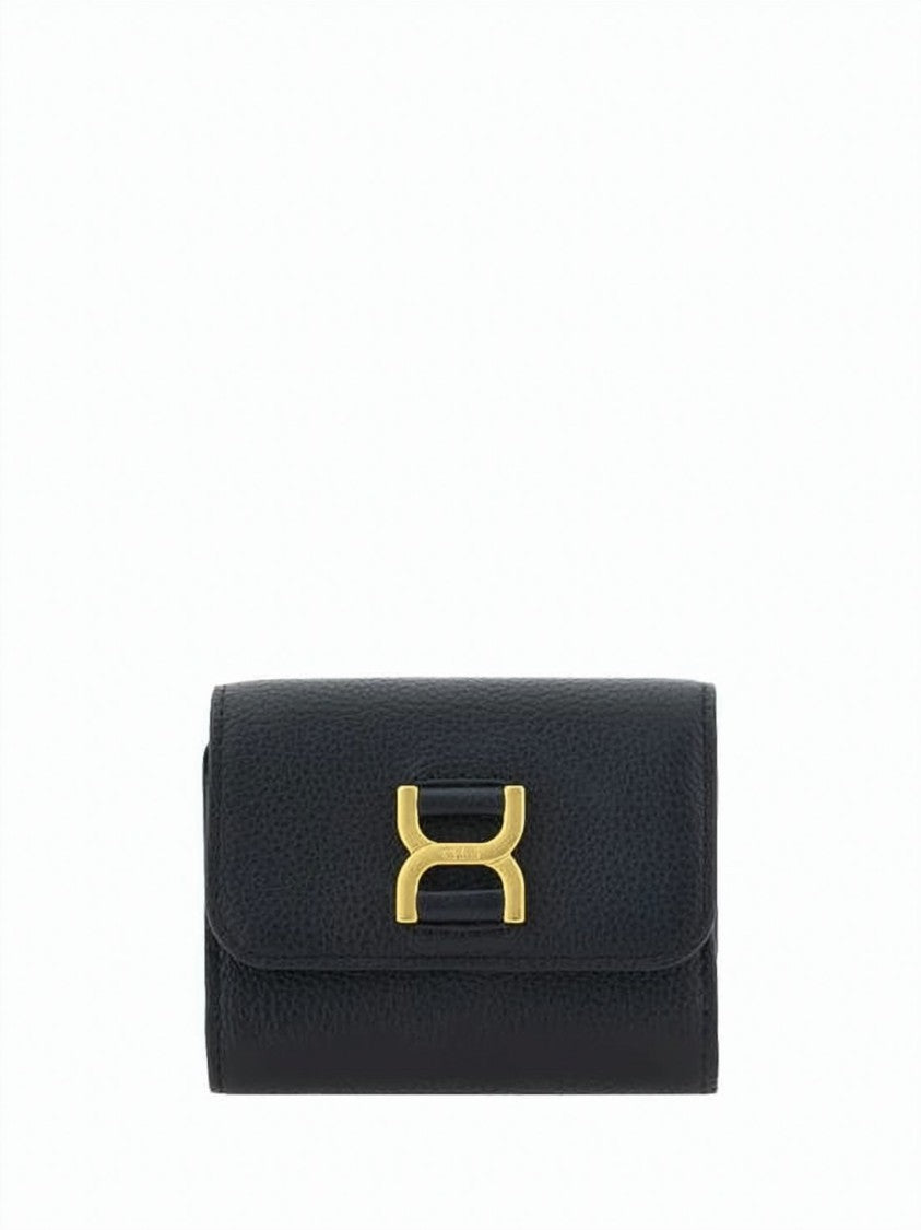 Chloé Compact Rectangular Calf Leather Wallet With Gold-Tone Logo