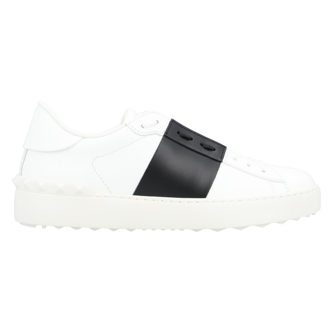 Valentino Calfskin Sneakers With Contrasting Bands And Rubber Studs