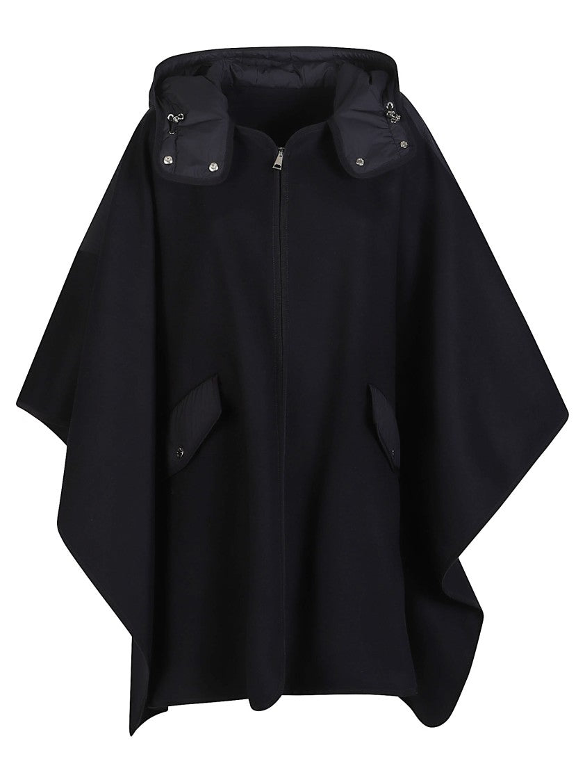 Moncler Structured Black Polyamide Hooded Cape