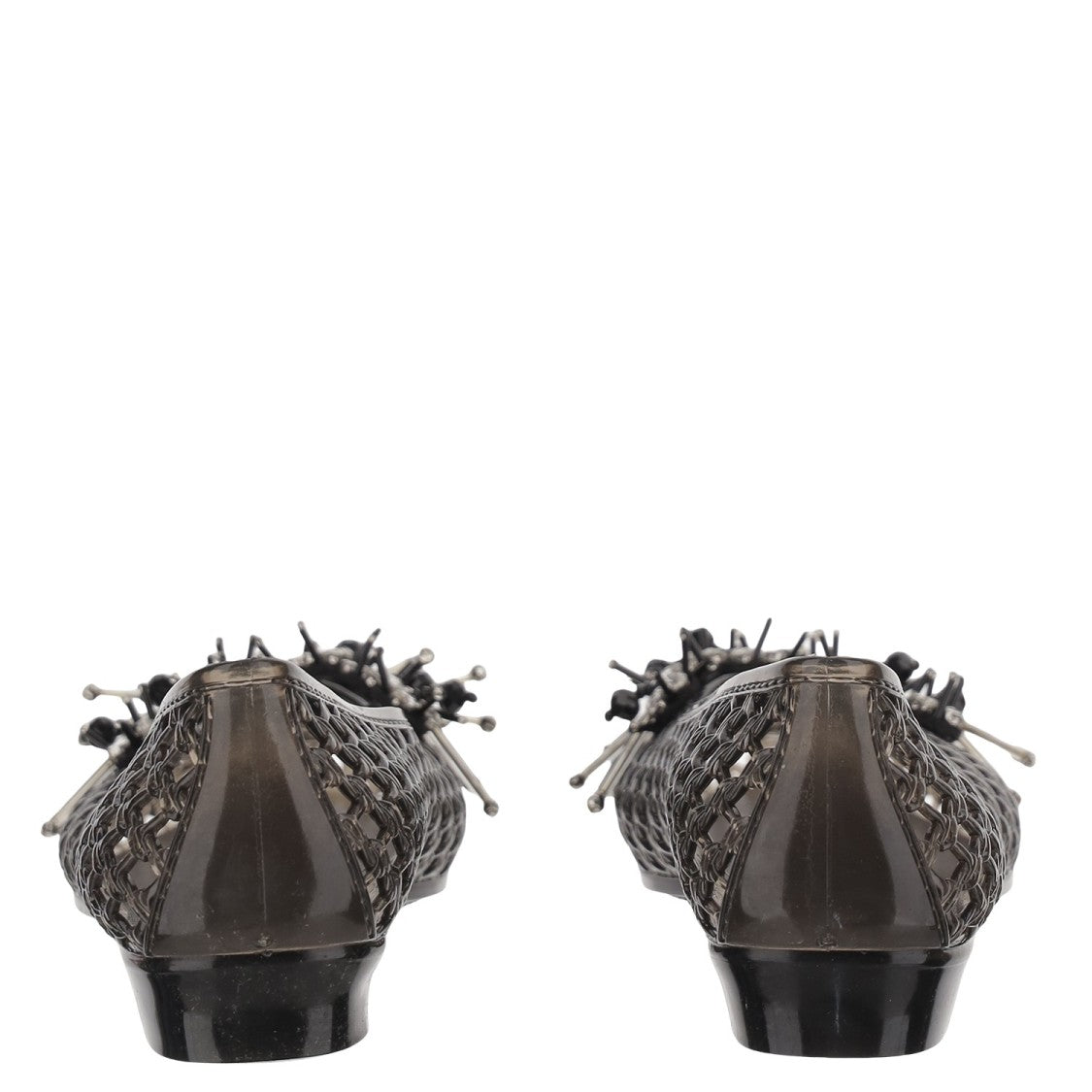 Heavenly Jelly Transparent Mesh Ballerina Flats With Decorative Beading