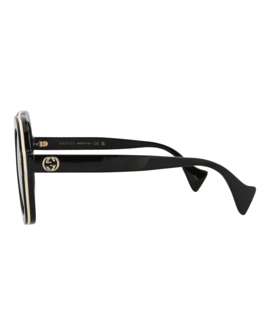 Gucci Round-Frame Acetate Sunglasses With Gold Accents