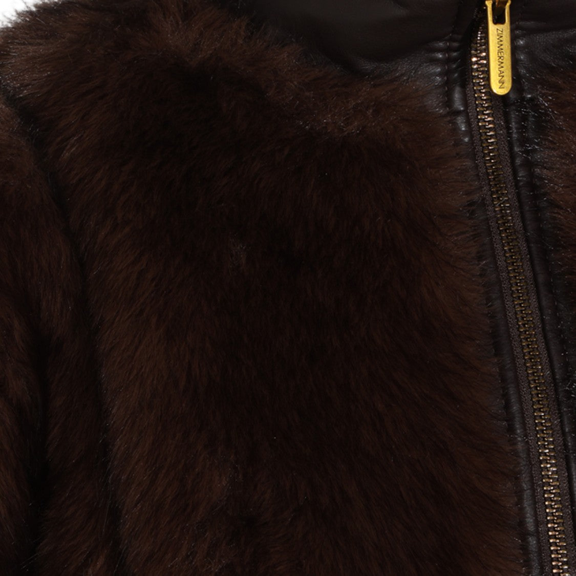 Zimmermann Short Dark Brown Fur Coat With Gold-Toned Hardware