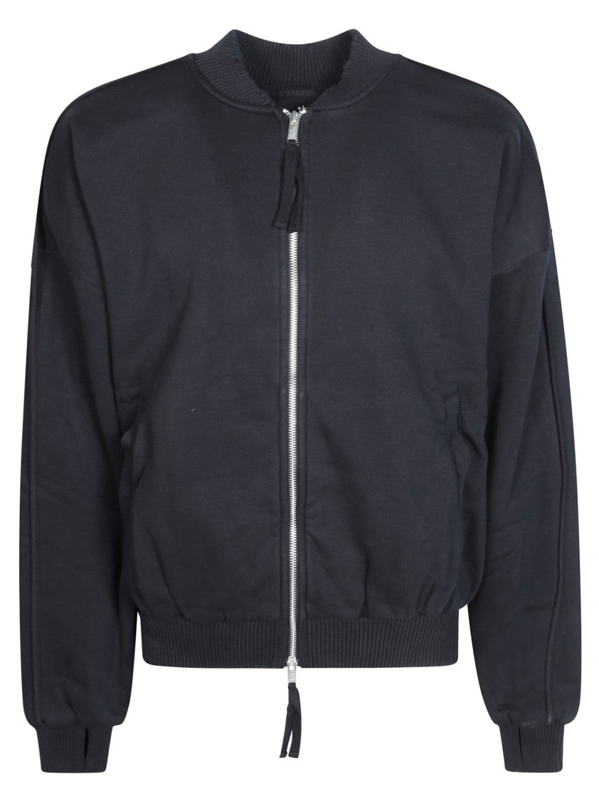 Thom Krom Cropped Boxy Black Jacket With Front Zipper Closure