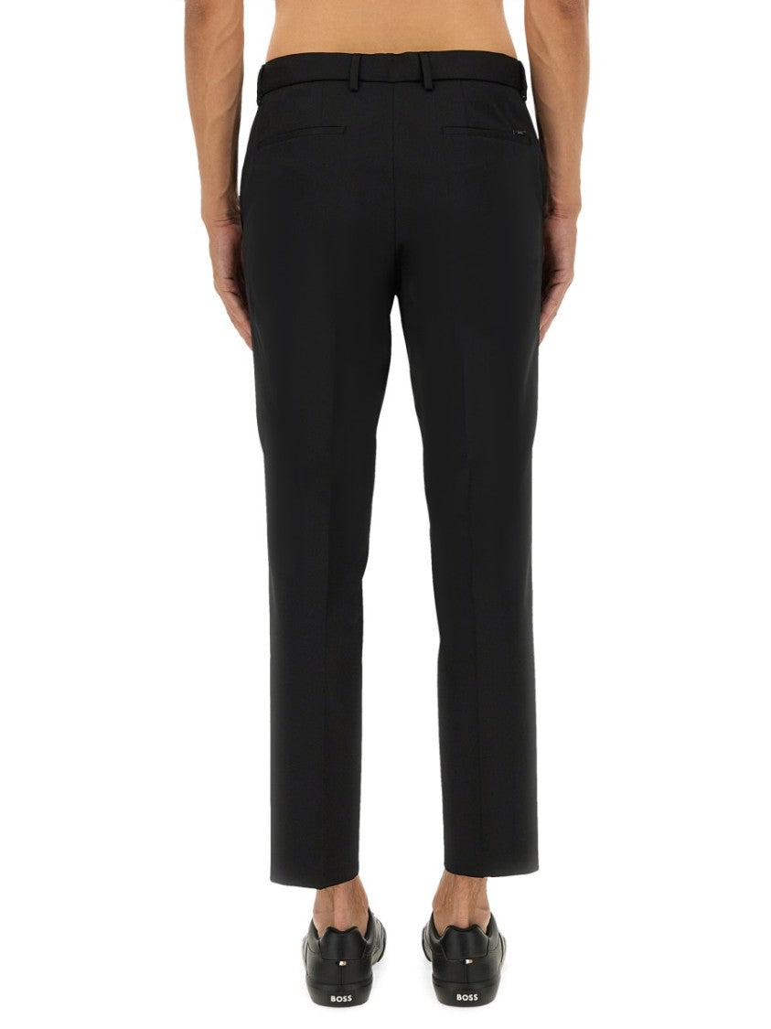 Boss Tailored Slim Fit Pants With Subtle Crease
