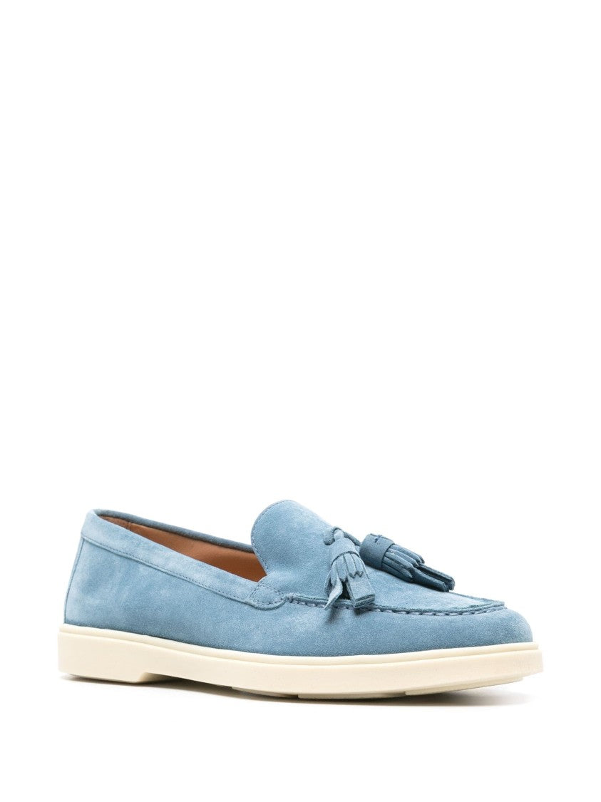 Santoni Blue Suede Loafers