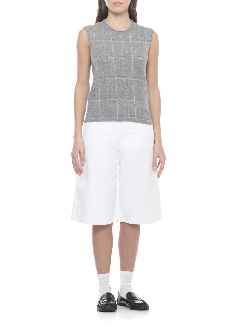 Guest In Residence Grey Check Woven Cashmere Vest