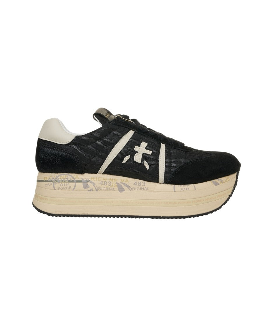Premiata Platform Sneakers With Textured Fabric