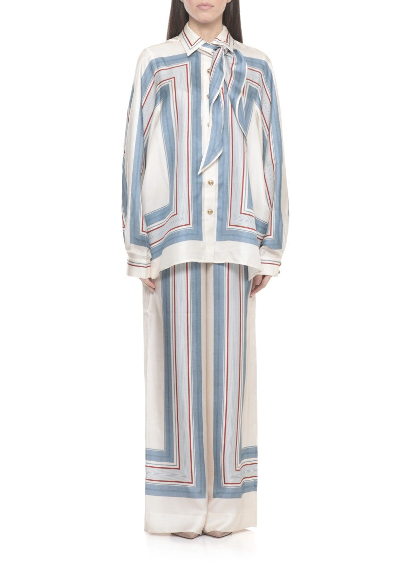 Zimmermann Ivory Geometric Silk Scarf Shirt