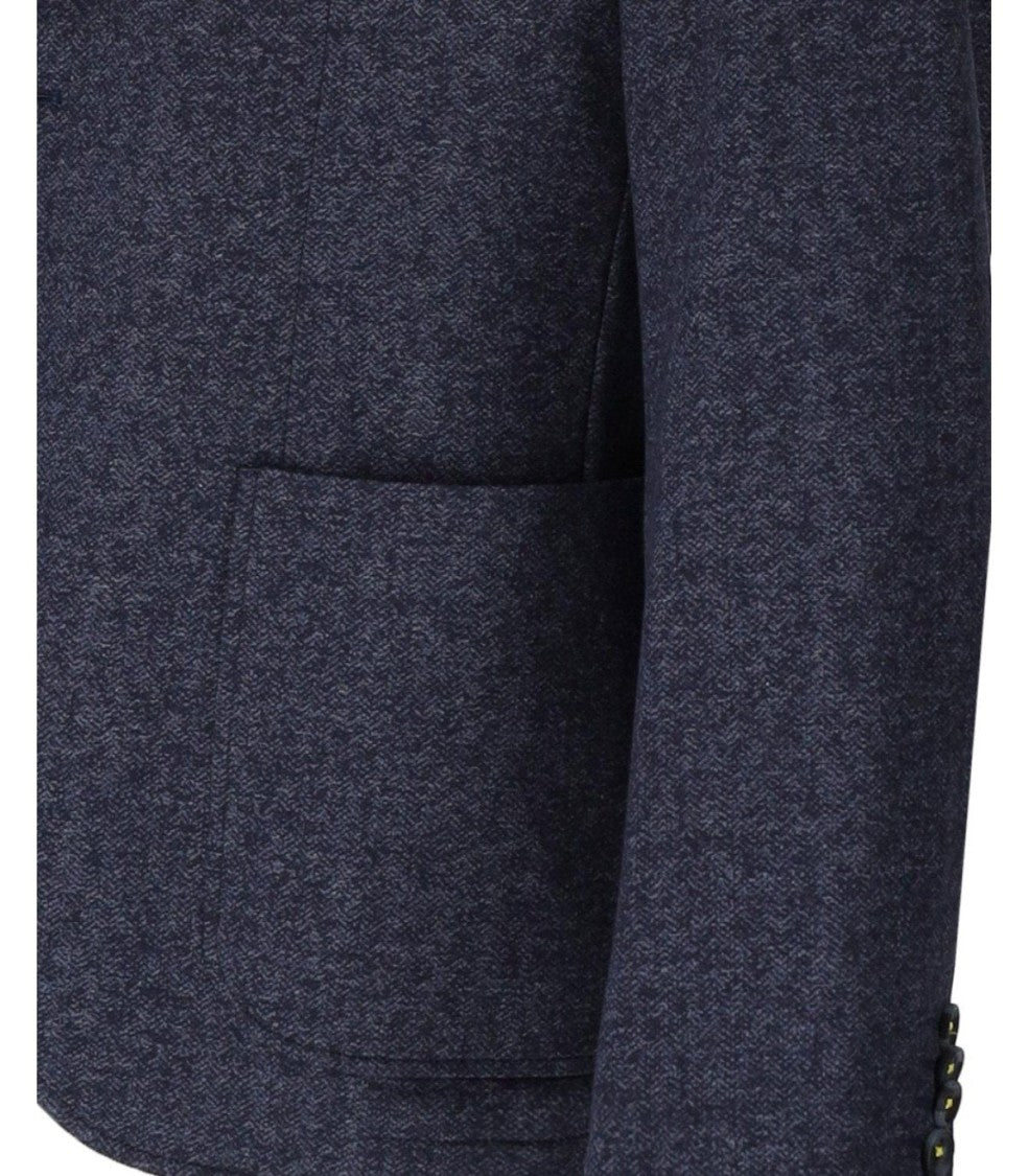 Manuel Ritz Melange Blue Single Breasted Jacket