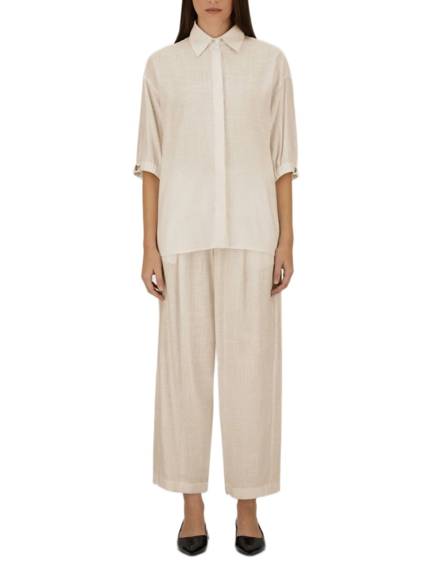 Herno Relaxed Cropped Trousers With Drawstring Waistband