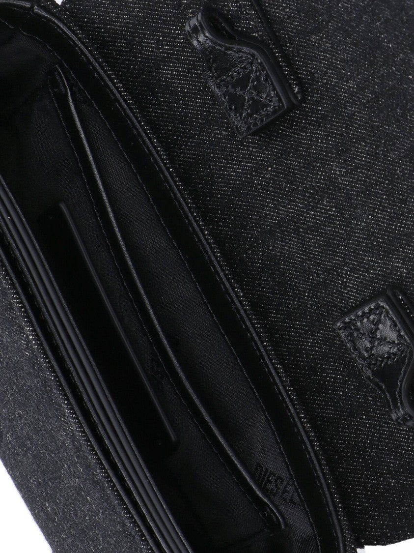 Diesel Black 1Dr Cotton Denim Shoulder Bag