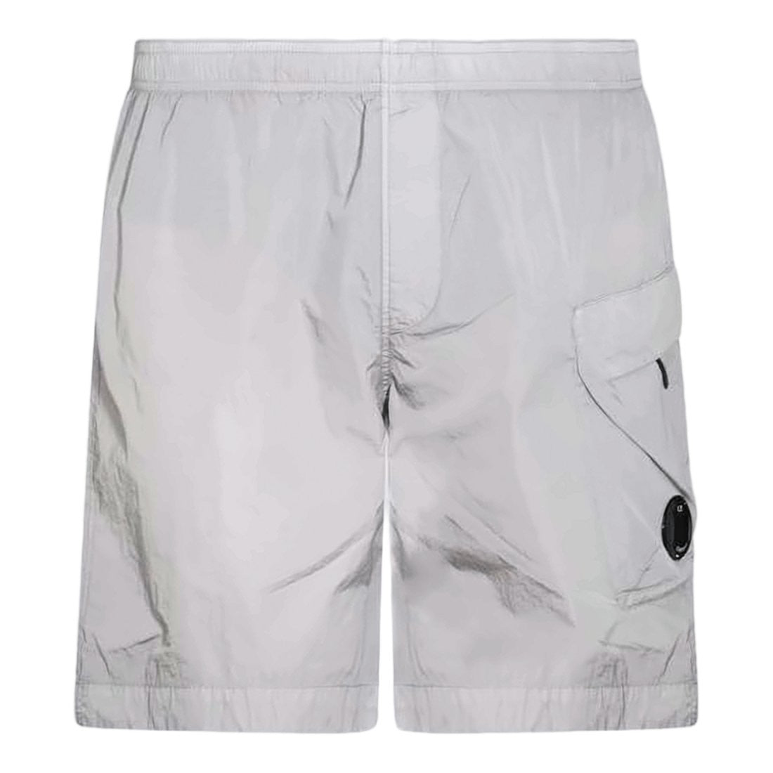 C.P. Company Minimalist White Swim Shorts With Elastic Waistband And Flap Pocket