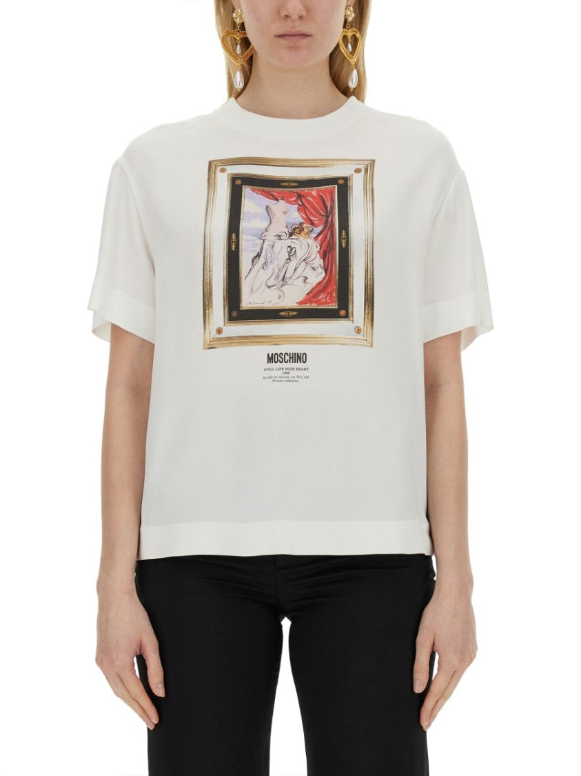 Moschino Artistic Print Satin T-Shirt