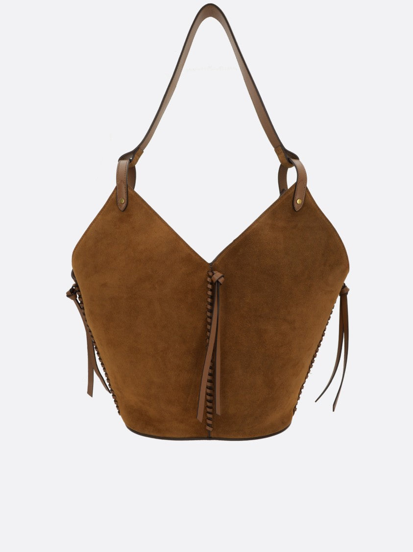 Isabel Marant Brown Tampa Calf Velvet Shoulder Bag