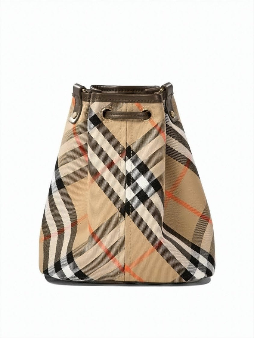 Burberry Check Pattern Structured Bucket Shoulder Bag