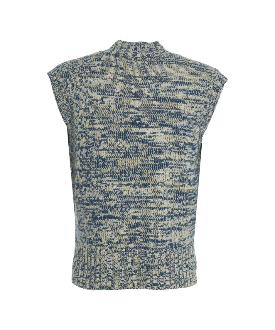 Munthe Knitted Gilet With Deep V-Neck And Melange Pattern