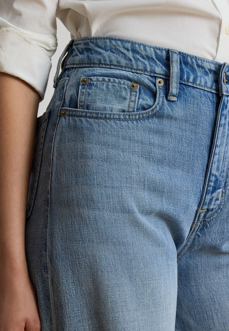Lauren Ralph Lauren Light Blue Faded High-Waisted Wide-Leg Jeans