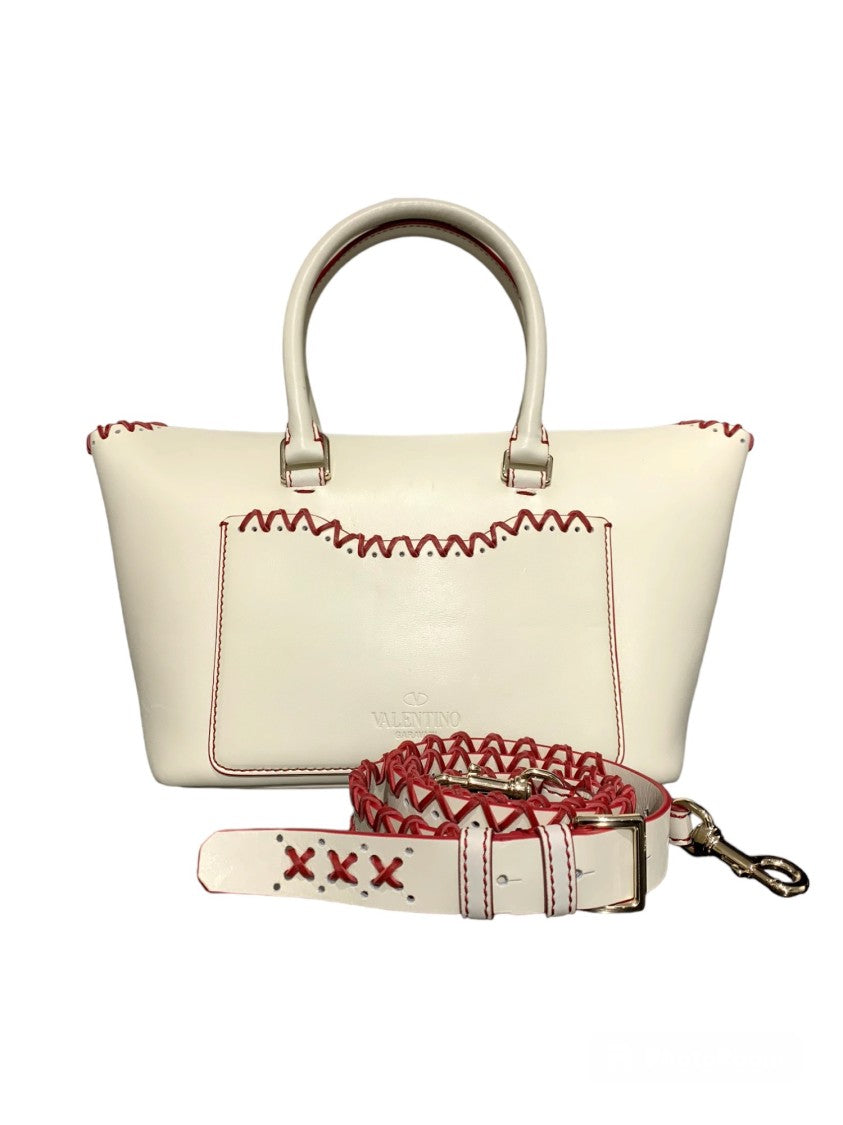 Valentino Demilune Structured Handbag With Woven Accents