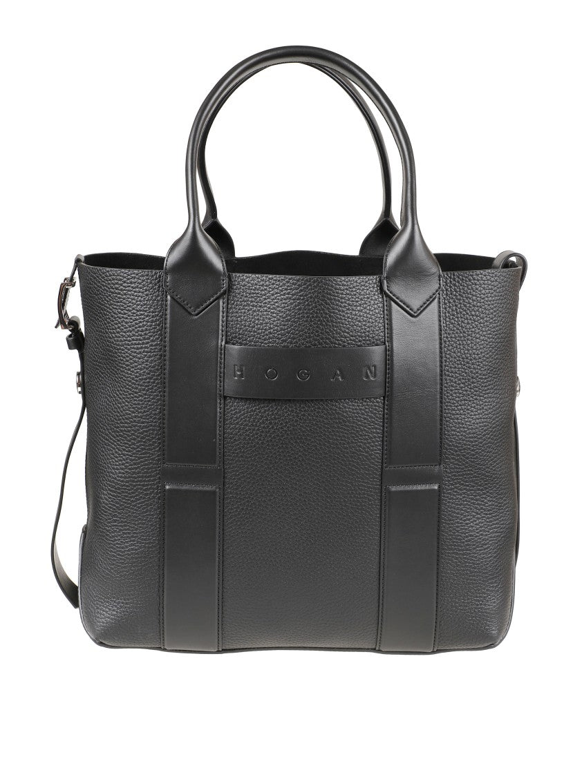 Hogan Textured Leather Structured Handbag With Adjustable Strap