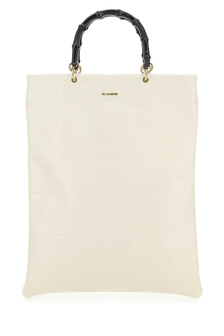 Jil Sander Ivory Leather Medium Shopping Bag