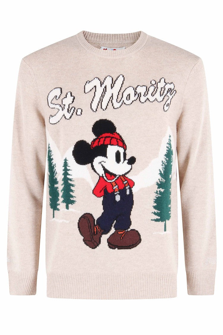 Mc2 Saint Barth Ribbed Crewneck Sweater With Embroidered Winter Motif