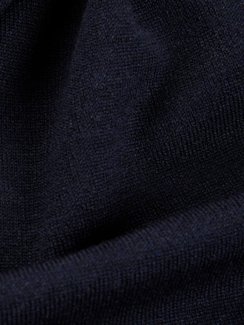 Zanone Crew Neck Blue Sweater With Fine Knit Texture And Ribbed Details