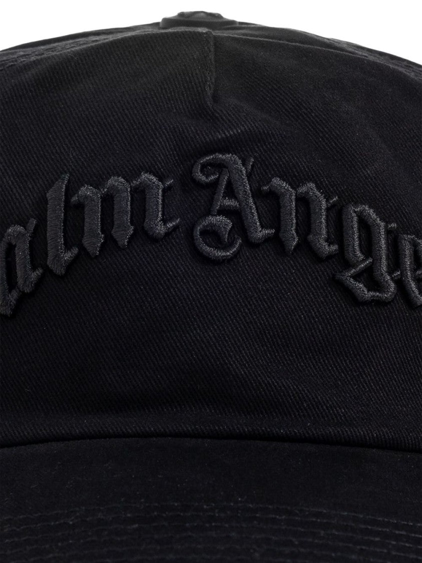 Palm Angels Curved Brim Black Cotton Baseball Cap
