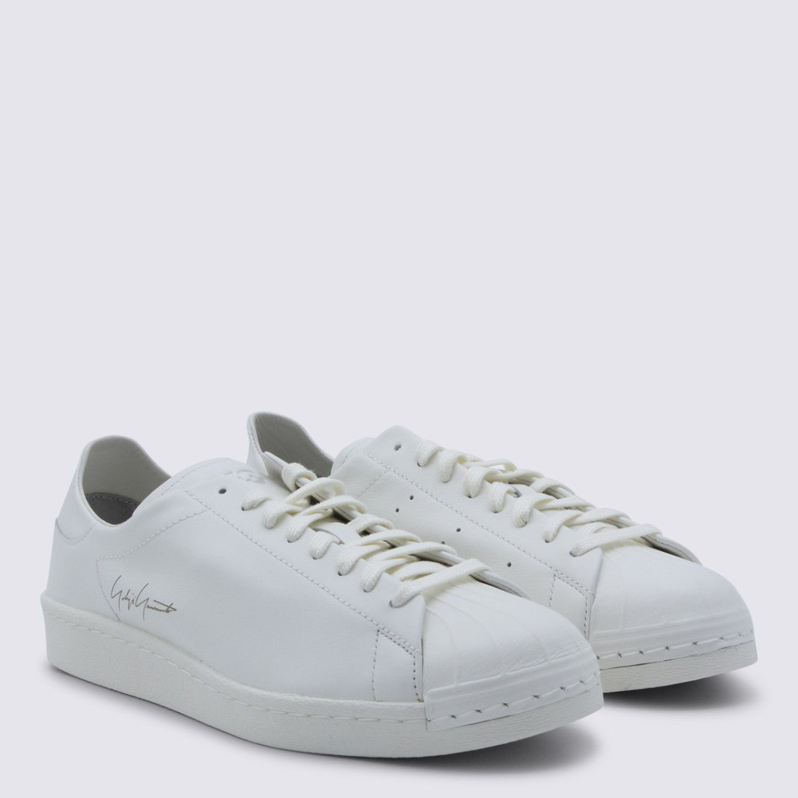Y-3 White Leather Low-Top Sneakers